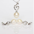 Silver Freshwater Pearl Pendant and Earrings Sets (ES1332)